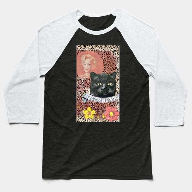 gato negro Baseball T-Shirt by Nattie Does